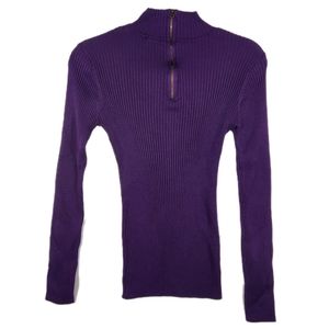 Rue 21 Vibrant Ribbed Fitted Knit Sweater cowl neck quarter zip